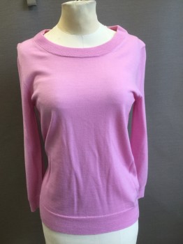 JCREW, Pink, Cotton, Solid, Ballet Neck, 3/4 Sleeves