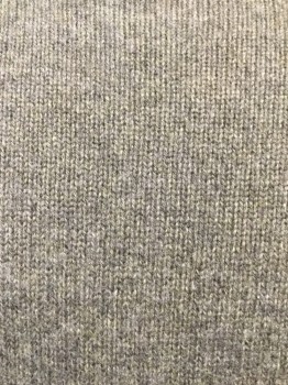 Mens, Pullover Sweater, RAG & BONE, Heather Gray, Olive Green, Cashmere, Solid, L, Heathered Grey with Olive, Crew Neck, Rib Knit Collar & Cuffs