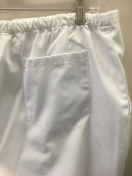 NATURAL UNIFORMS, White, Poly/Cotton, Solid, Drawstring and Elastic Waist, 4 Pockets