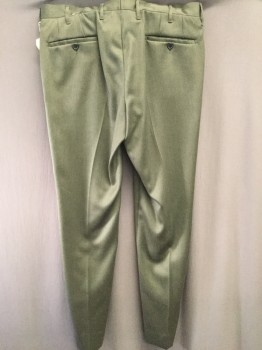 GIO MATTO, Olive Green, Wool, Solid, Flat Front, Slit Pockets