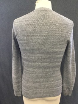 Mens, Pullover Sweater, LE 31, Heather Gray, Cotton, M, Ribbed Knit, Henley Sweater, Long Sleeves, Ribbed Knit Cuff/Neck