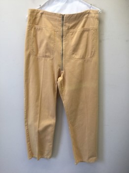 Womens, Pants, RACHEL COMEY, Apricot Orange, Cotton, Solid, 4, Twill, High Waist, Exposed Zip Fly, Cropped Wide Leg, Elastic at Center Back Waist, Oversized Patch Pockets in Front