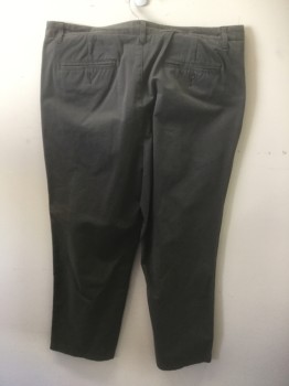 Mens, Casual Pants, CALVIN KLEIN, Gray, Cotton, Solid, 30, 36, Flat Front, Zip Front, Twill Weave,