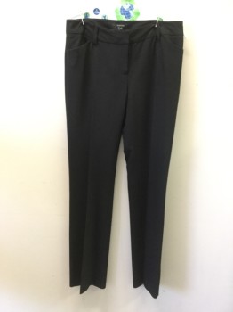 RW & CO, Black, Polyester, Viscose, Solid, Flat Front, Zip Fly, 1 3/4" Waistband,2 Side Pockets, 2 Back Welt Pockets