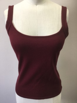 VALENTINO, Red Burgundy, Wool, Polyester, Solid, Knit, Wide Straps, Tank Top