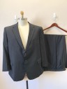 JOSEPH & FEISS, Charcoal Gray, Wool, Solid, Single Breasted, Notched Lapel, 2 Buttons, 3 Pockets