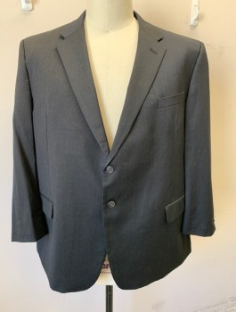JOSEPH & FEISS, Charcoal Gray, Wool, Solid, Single Breasted, Notched Lapel, 2 Buttons, 3 Pockets