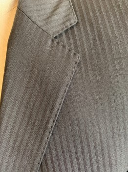 BOSS, Black, Wool, Stripes - Shadow, Single Breasted, 2 Buttons,  3 Pockets, Top Stitch, Double Back Vent
