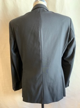 BOSS, Black, Wool, Stripes - Shadow, Single Breasted, 2 Buttons,  3 Pockets, Top Stitch, Double Back Vent