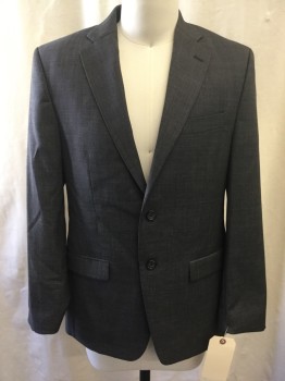 RALPH LAUREN, Gray, Wool, Heathered, Single Breasted, 2 Buttons,  Notched Lapel, 3 Pockets, Center Back Vent