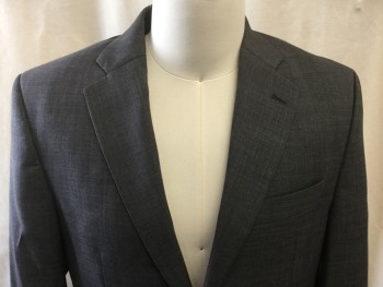 RALPH LAUREN, Gray, Wool, Heathered, Single Breasted, 2 Buttons,  Notched Lapel, 3 Pockets, Center Back Vent