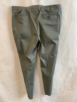 Mens, Casual Pants, MICHAEL KORS, Olive Green, Cotton, Elastane, Solid, 36/32, Flat Front, 5 Pockets, Zip Fly, Button Closure, Belt Loops