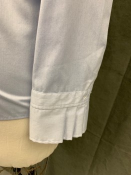 Womens, Blouse, ETERNA, Lt Blue, Cotton, Solid, B 41, Button Front, Collar Attached, Long Sleeves, Accordian Pleat Button Cuff