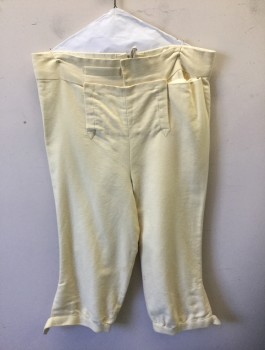 Mens, Historical Fiction Pants, N/L, Cream, Cotton, Solid, W:40, Military Uniform Breeches, Brushed Twill, Faux Fall Front, Knee Length, Invisible Zipper at Side, 1 Faux Welt Pocket, Lace Up at Center Back, *Missing Buttons/Closures at Hem, Multiples, Late 1700's Early 1800's Made To Order Reproduction
