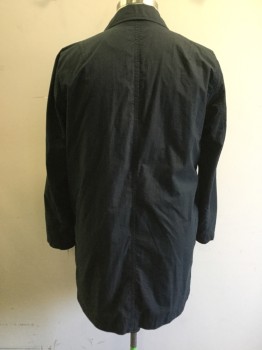 Mens, Coat, Trenchcoat, CALVIN KLEIN, Faded Black, Polyester, Nylon, Solid, 44, Single Breasted, Collar Attached, 2 Pockets,