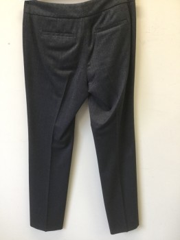 Womens, Slacks, TAHARI, Charcoal Gray, Gray, Wool, Solid, 6 , Charcoal with Micro Grey Weave, Flat Front, Creased Legs, Waist Band, Wide Leg