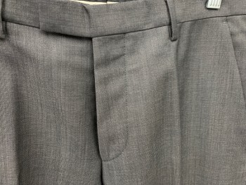 HUGO BOSS, Charcoal Gray, Wool, Solid, Flat Front, Zip Fly, 4 Pockets, Belt Loops, Tab Closure