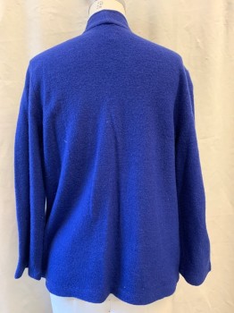 ANNE KLEIN, Blue, Wool, Acrylic, Solid, Knit, Open Front