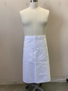 CULINARY CLASSICS, White, Cotton, Polyester, Solid, 2 Pockets, Ties