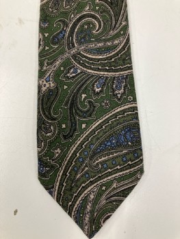 N/L, Moss Wool with Beige/Blue Paisley