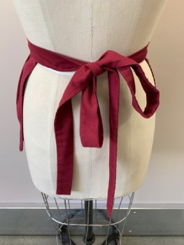 N/L, Red Burgundy, Cotton, Solid, Dbl Pleats, 1 Pckt, Ties