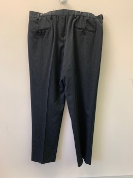 Mens, Slacks, BROOKS BROTHERS, Charcoal Gray, Wool, 36/32, Side Pockets, Zip Front, Pleated Front, 2 Back Pockets