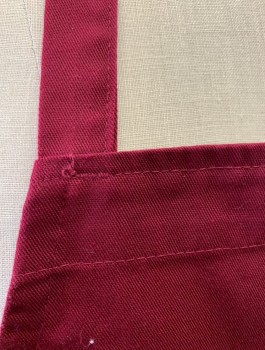 UNCOMMON THREADS, Red Burgundy, Poly/Cotton, Solid, Twill, Self Ties at Waist, No Pockets, Multiples
