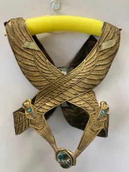 N/L, Gold, Turquoise Blue, Birds, Bird Wings Crossover, Hook Closure On Shoulders, Velcro Patches, Turquoise Stones, Made To Order,