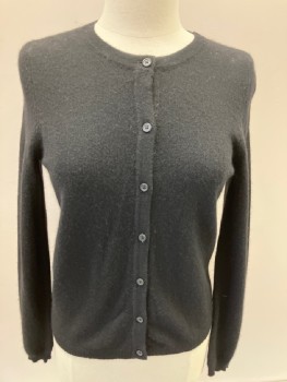 Womens, Sweater, BLOOMINGDALE'S, Black, Cashmere, Solid, S, Knit, CN, B.F., L/S