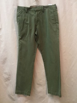 Mens, Casual Pants, BANANA REPUBLIC, Olive Green, Cotton, Solid, 32/31, Olive Green, Flat Front,