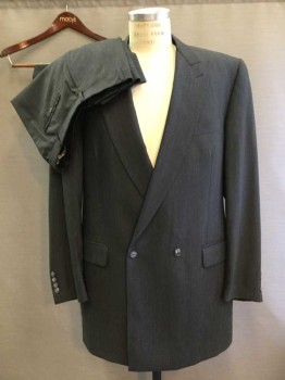 Mens, Suit, Jacket, BIELLA, Gray, Wool, Heathered, 42XXL, Peaked Lapel, Double Breasted,