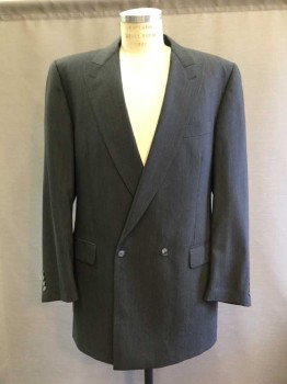 Mens, Suit, Jacket, BIELLA, Gray, Wool, Heathered, 42XXL, Peaked Lapel, Double Breasted,