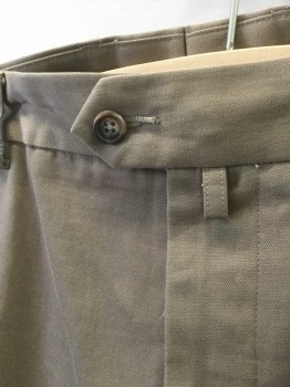 Mens, Slacks, FACCONABLE, Beige, Cotton, Solid, Ins:31, W:38, Flat Front, Button Tab Waist, Zip Fly, 5 Pockets, Tapered Leg