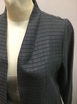 Womens, Blazer, EILEEN FISHER, Graphite Gray, Polyester, Grid , Small, No Closures, 2 Pockets,