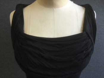BAILEY 44, Black, Cotton, Spandex, Solid, Square Neckline of Draped and Twisted Fabric. Sleeveless, Knit,
