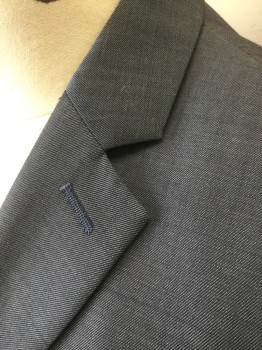 EXPRESS, Gray, Wool, Solid, Single Breasted, Notched Lapel, 2 Buttons,  4 Pockets, Black with Self Diamond Pattern Lining