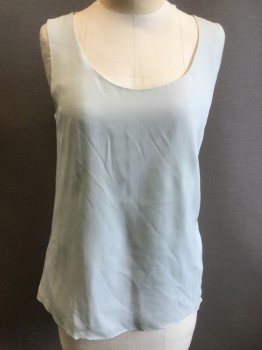 THEORY, Sage Green, Silk, Solid, Sleeveless, Scoop Neck,