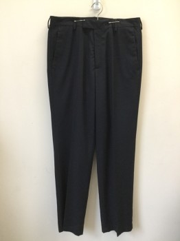 KENNETH COLE, Navy Blue, Polyester, Rayon, Solid, Flat Front, Tab Closure, Zip Fly, 4 Pockets, Belt Loops