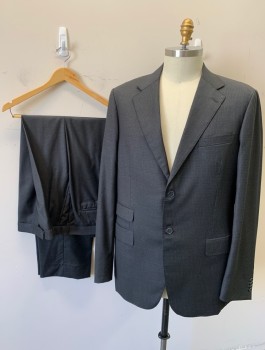 DI STEFANO, Dk Gray, Charcoal Gray, Wool, Check , C.A., Notched Lapels, 2 Btn Single Breasted, 1 Breast Pckt, 3 Flap Pckts, Hand Picked Stitching at Lapel