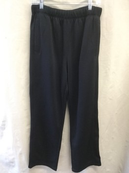 Mens, Sweatsuit Pants, RBK, Black, Polyester, Solid, L, Perforated Stretch, Drawstring Waist, 2 Pockets, Pull On,