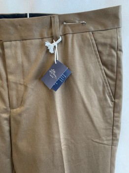 Mens, Casual Pants, LL BEAN, Lt Brown, Cotton, Solid, 36/35, Flat Front, 4 Pockets, Zip Fly, Belt Loops
