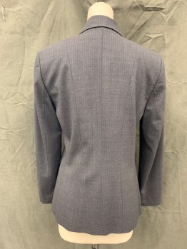 ELIE TAHARI, Charcoal Gray, White, Wool, Stripes - Pin, Single Breasted, Collar Attached, Peaked Lapel, 3 Buttons,  2 Pockets