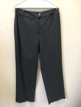Womens, Slacks, ANNE KLEIN, Gray, Polyester, Viscose, Solid, W31, Sz.8, Mid Rise, Wide Leg, 2" Wide Self Waistband, Button Tab, Belt Loops, Zip Fly, 3 Pockets Including 1 Tiny Welt Pocket at Front