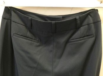 ANNE KLEIN, Gray, Polyester, Viscose, Solid, Mid Rise, Wide Leg, 2" Wide Self Waistband, Button Tab, Belt Loops, Zip Fly, 3 Pockets Including 1 Tiny Welt Pocket at Front