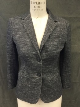 THEORY, Gray, Lt Gray, Cotton, Wool, Mottled, Single Breasted, Collar Attached, Notched Lapel, 2 Buttons,  3 Pockets, Long Sleeves