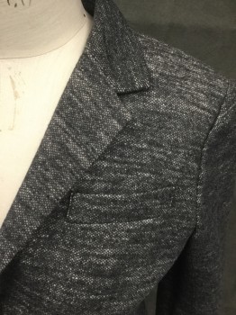 THEORY, Gray, Lt Gray, Cotton, Wool, Mottled, Single Breasted, Collar Attached, Notched Lapel, 2 Buttons,  3 Pockets, Long Sleeves
