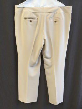 Womens, Slacks, LIV PANT, Dk Beige, Polyester, Viscose, Solid, 39/40, 2" Waistband with Thin Vertical Copper Bar,  Flat Front, Zip Front, 4 Pockets (2 Pocket in the Back with Copper Button)
