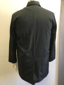 Mens, Coat, Trenchcoat, LONDON FOG, Black, Polyester, Nylon, Solid, L Reg, Single Breasted, Collar Attached, 2 Pockets, Removable Liner