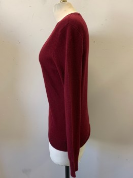 Womens, Pullover, EQUIPMENT, Brick Red, Cashmere, Solid, XS, Long Sleeves, V-neck,