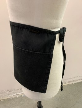 Unisex, Apron, CREW WARE, Black, Poly/Cotton, Solid, Twill, 3 Compartments, Self Ties at Waist